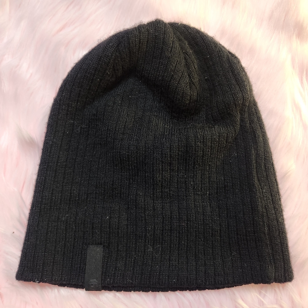 Bula Ribbed Black Merino Wool Blend Beanie Cap Hat OS